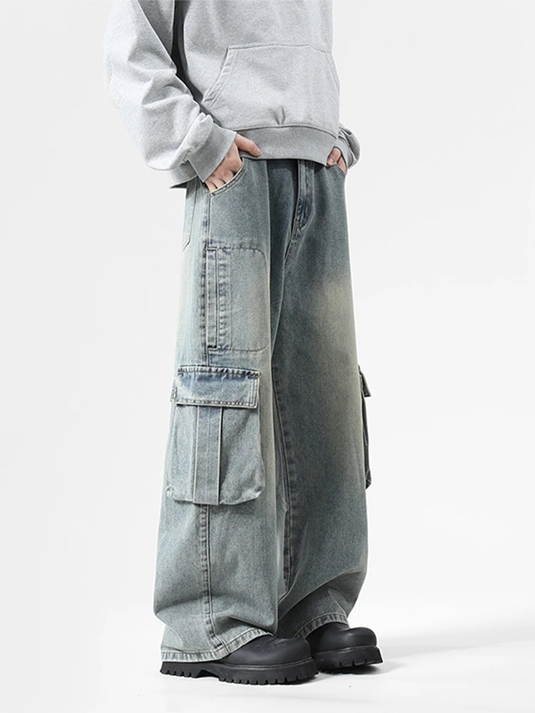 American Retro Workwear Jeans Men's Spring Autumn Loose Wide Leg Pants High Street Floor-Length Trousers with Big Pockets
American Retro Workwear Jeans Men's Spring Autumn Loose Wide Leg Pants High Street Floor-Length Trousers with Big Pockets