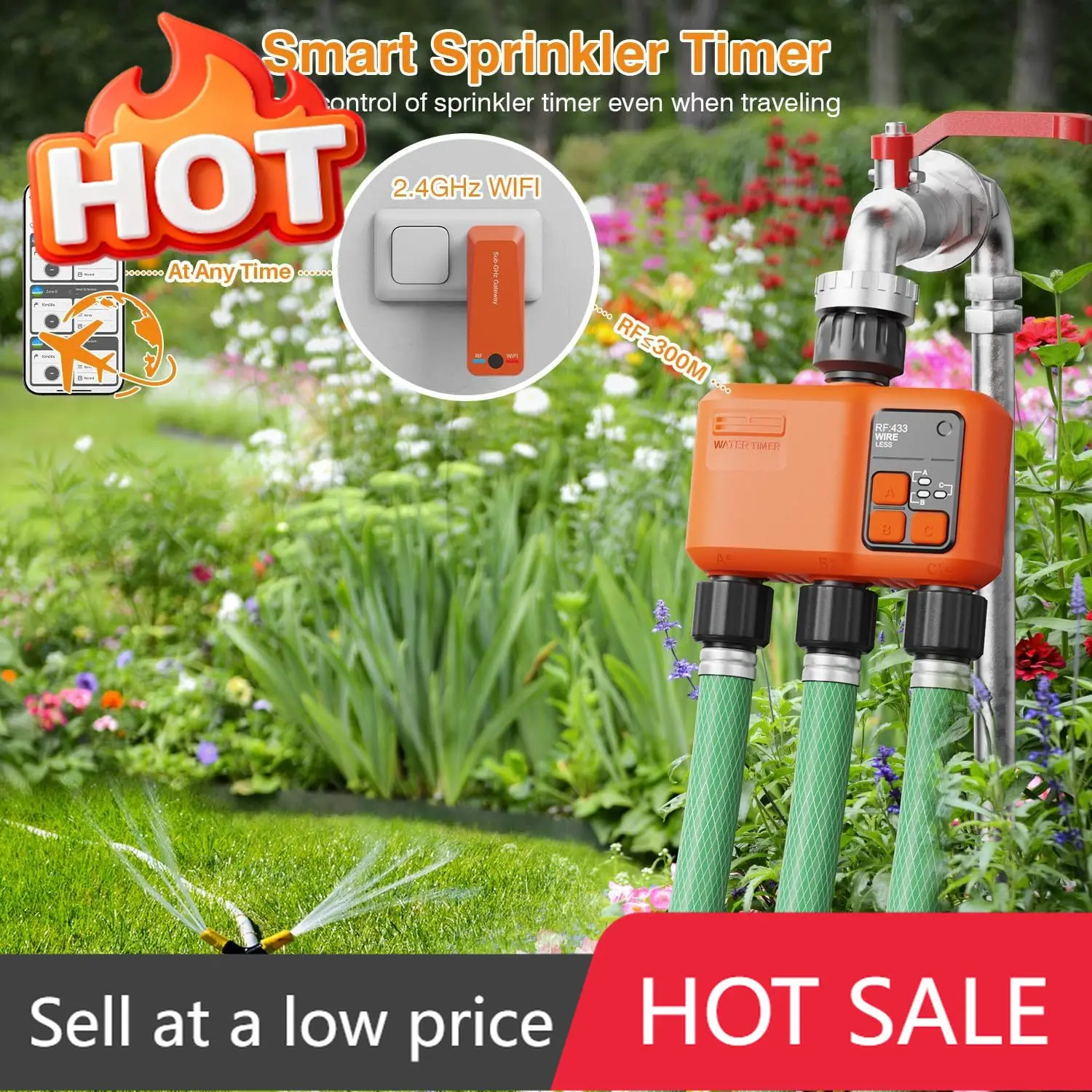 WiFi Water Timer 3 Zone Smart Sprinkler System For Garden Hose App Remote Control Alexa Google Voice Compatible Rain Delay Manua
WiFi Water Timer 3 Zone Smart Sprinkler System For Garden Hose App Remote Control Alexa Google Voice Compatible Rain Delay Manua