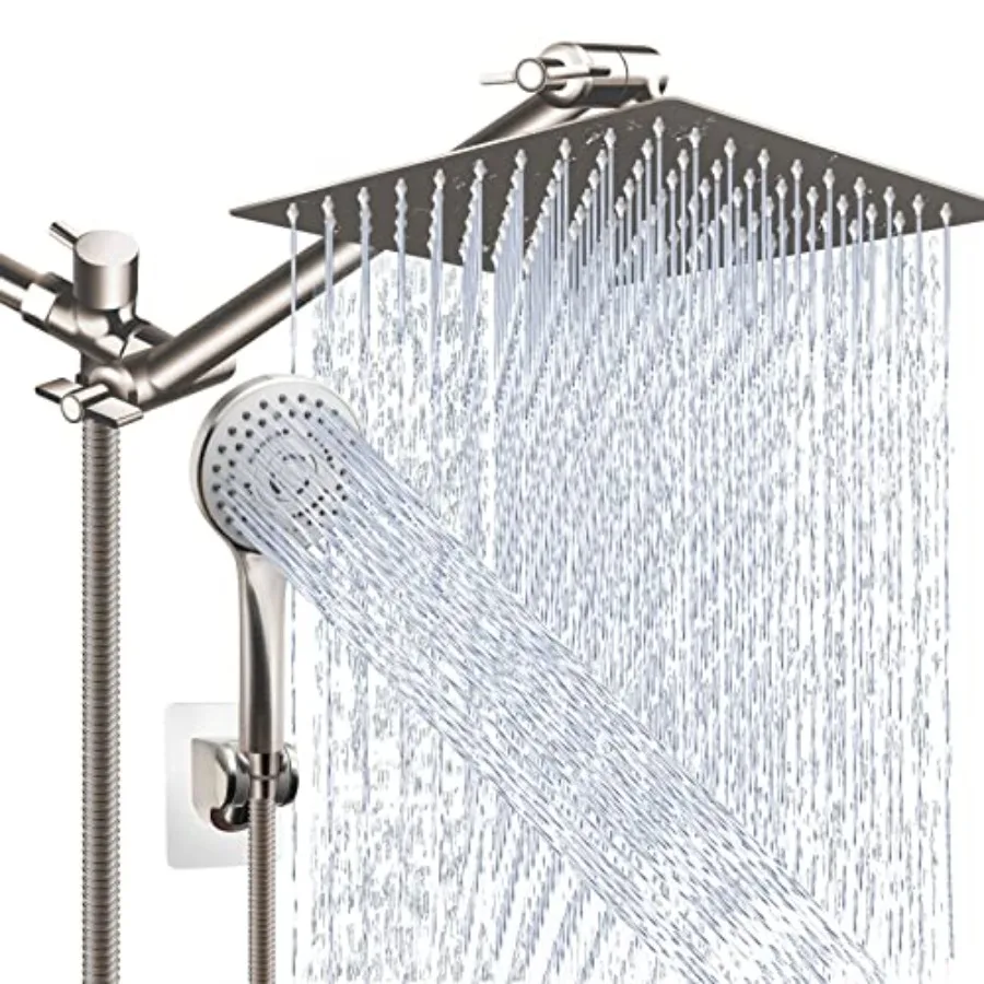 Shower Head Combo Brushed Nickel 10'' High Pressure Rain Shower Head with 11'' Adjustable Extension Arm and 5 Settings Handheld
Shower Head Combo Brushed Nickel 10'' High Pressure Rain Shower Head with 11'' Adjustable Extension Arm and 5 Settings Handheld