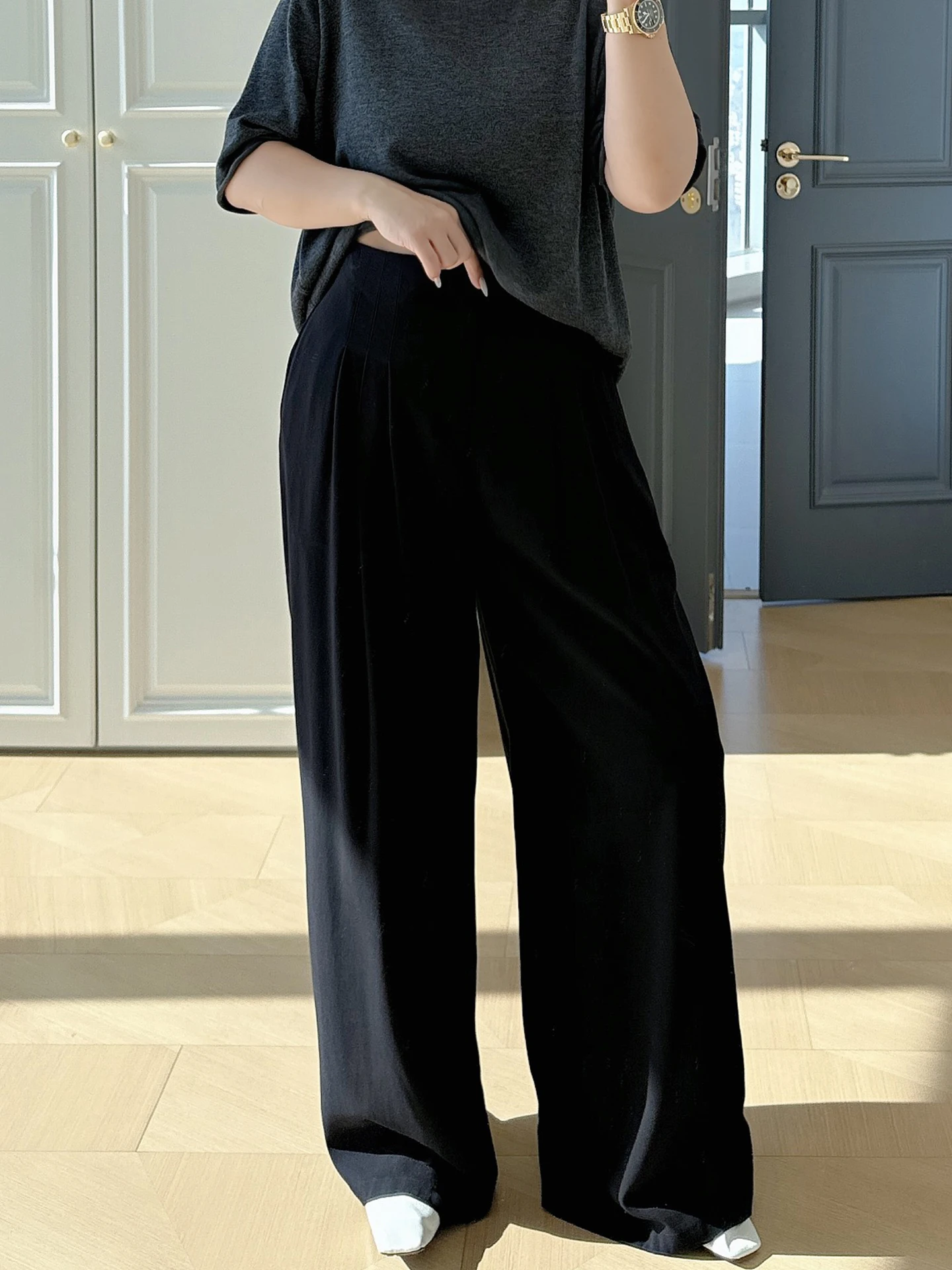 High Waist Wide Leg Pants for plus Size Women Commute Sle Drapey Straight Cut Slimming Floor Length Suit Trousers
High Waist Wide Leg Pants for plus Size Women Commute Sle Drapey Straight Cut Slimming Floor Length Suit Trousers