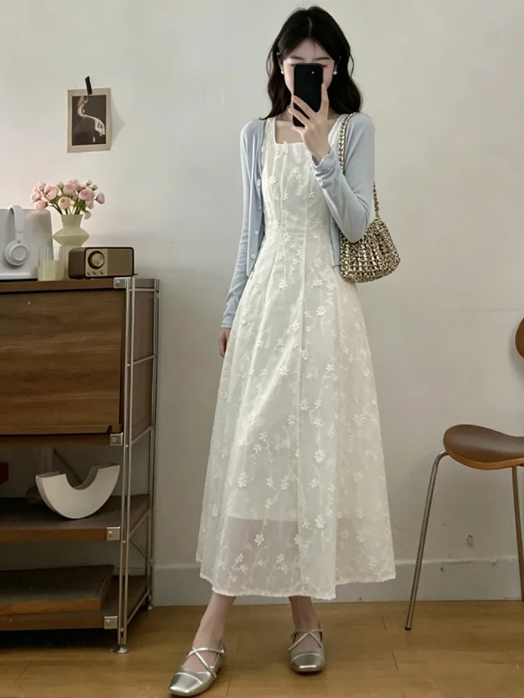 Sweet Heavyweight Lace Embroidery A-Line Dress Cardigan Two-Piece Set Women's Fashion Summer Casual Wear Breathable Comfortable
Sweet Heavyweight Lace Embroidery A-Line Dress Cardigan Two-Piece Set Women's Fashion Summer Casual Wear Breathable Comfortable