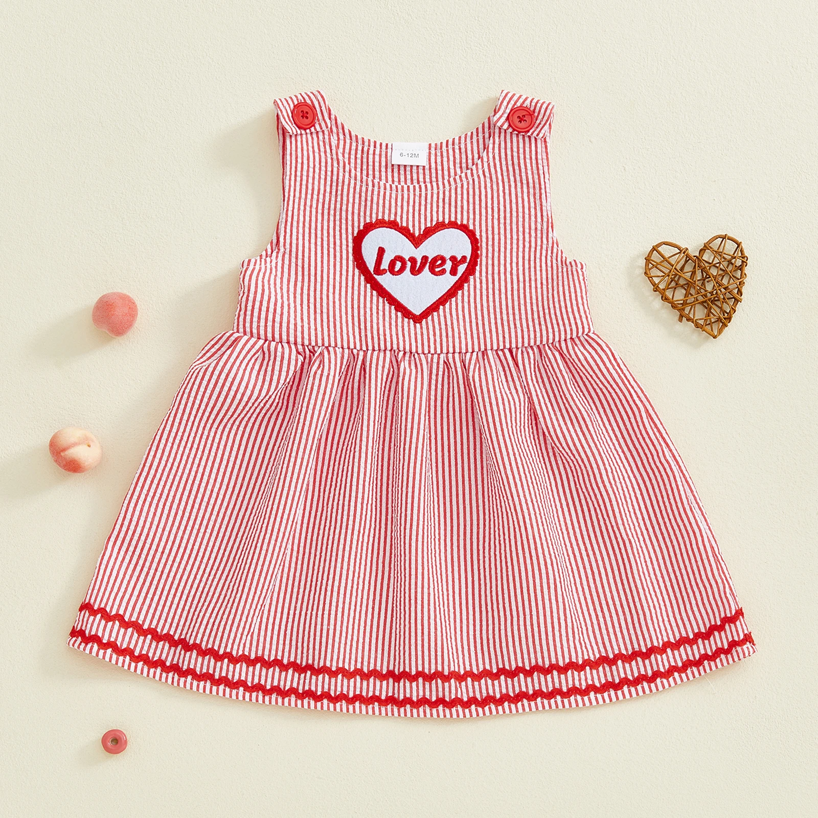 Очаровательное платье ко Дню святого Валентина для маленьких девочек с вышивкой в виде сердца и полосатым дизайном — стильное детское платье без рукавов
Очаровательное платье ко Дню святого Валентина для маленьких девочек с вышивкой в виде сердца и полосатым дизайном — стильное детское платье без рукавов