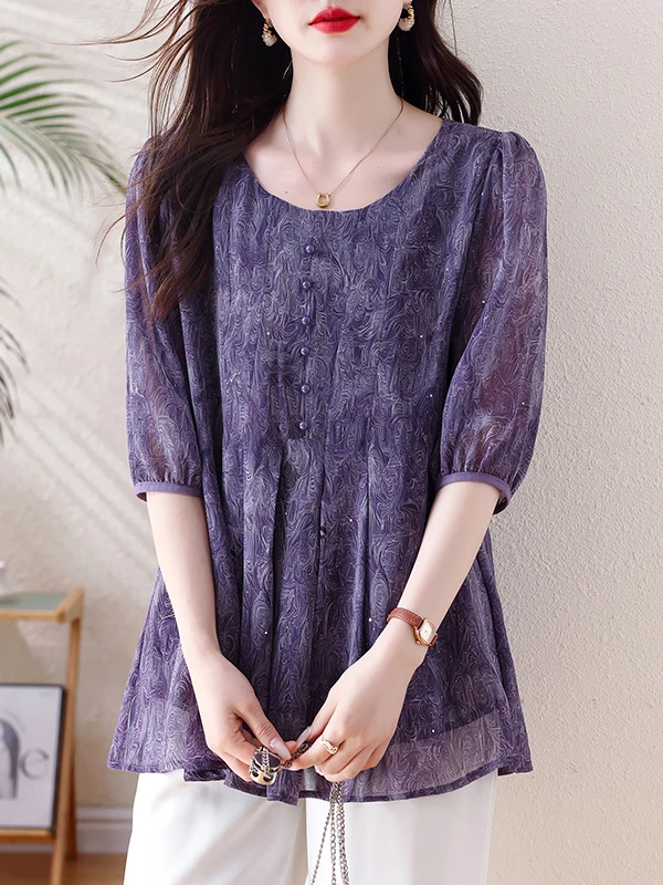 Loose Fit Printed Chiffon Shirt Women's Summer 2026 New Style Sleeveless Thin Material Fashionable Versatile Blouse round Neck
Loose Fit Printed Chiffon Shirt Women's Summer 2026 New Style Sleeveless Thin Material Fashionable Versatile Blouse round Neck