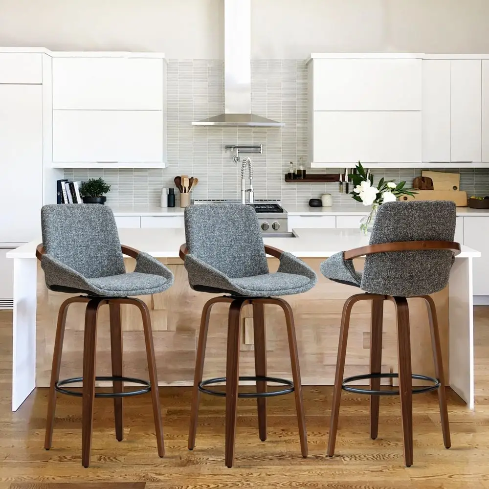 29.5 Bar Height Barstools Set of 3,Mid Century Modern Retro Bar Chairs Charcoal Gray Linen Look Fabric holstered and Walnut W
29.5 Bar Height Barstools Set of 3,Mid Century Modern Retro Bar Chairs Charcoal Gray Linen Look Fabric holstered and Walnut W