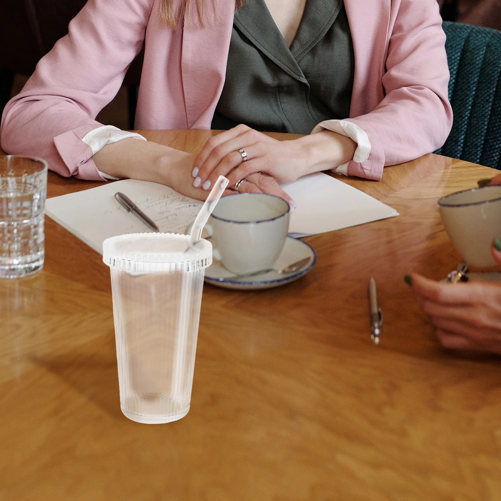 Glass Tumbler with Lid and Straw Simple Delicate Vertical Stripe Reusable Safe for Coffee Water Juice Milk Tea Home Office
Glass Tumbler with Lid and Straw Simple Delicate Vertical Stripe Reusable Safe for Coffee Water Juice Milk Tea Home Office