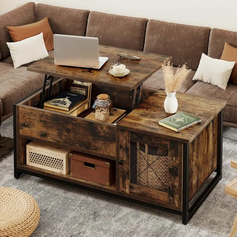 Farmhouse Lift Top Coffee Table With Hidden Compartment and Storage Shelf Brown
Farmhouse Lift Top Coffee Table With Hidden Compartment and Storage Shelf Brown