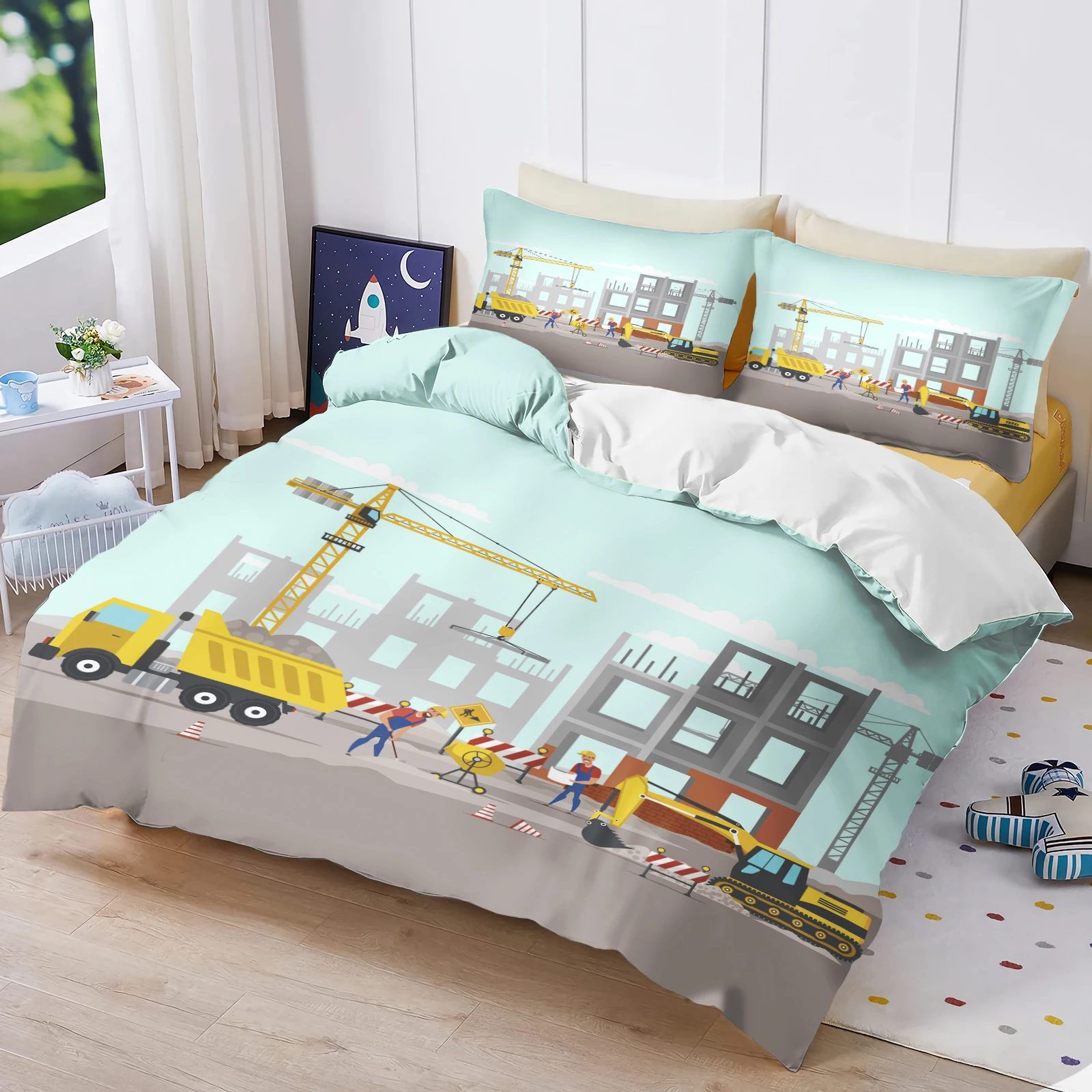 Комплект постельного белья с принтом: пододеяльник и наволочки с мультяшным экскаватором для взрослых и детей
Комплект постельного белья с принтом: пододеяльник и наволочки с мультяшным экскаватором для взрослых и детей