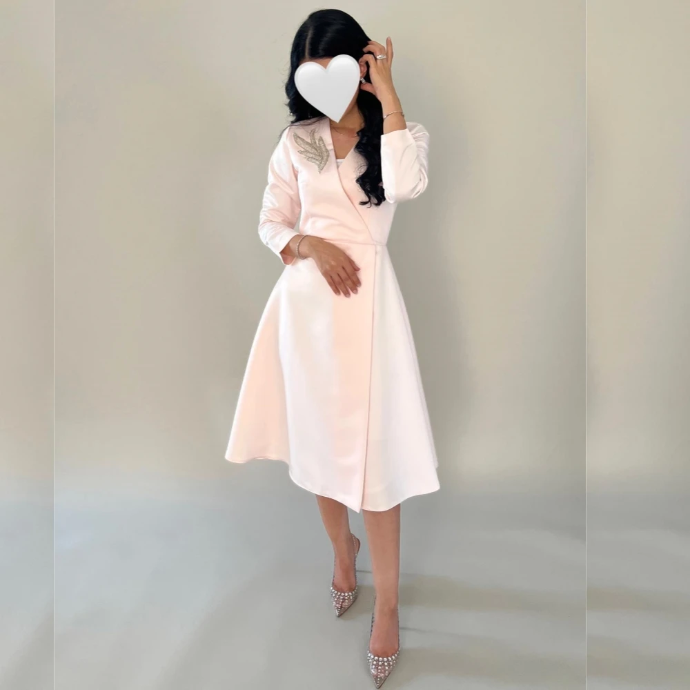 Jiayigong Satin Draped Beading Evening A-line V-Neck Bespoke Occasion Gown Knee Length Dresses
Jiayigong Satin Draped Beading Evening A-line V-Neck Bespoke Occasion Gown Knee Length Dresses
