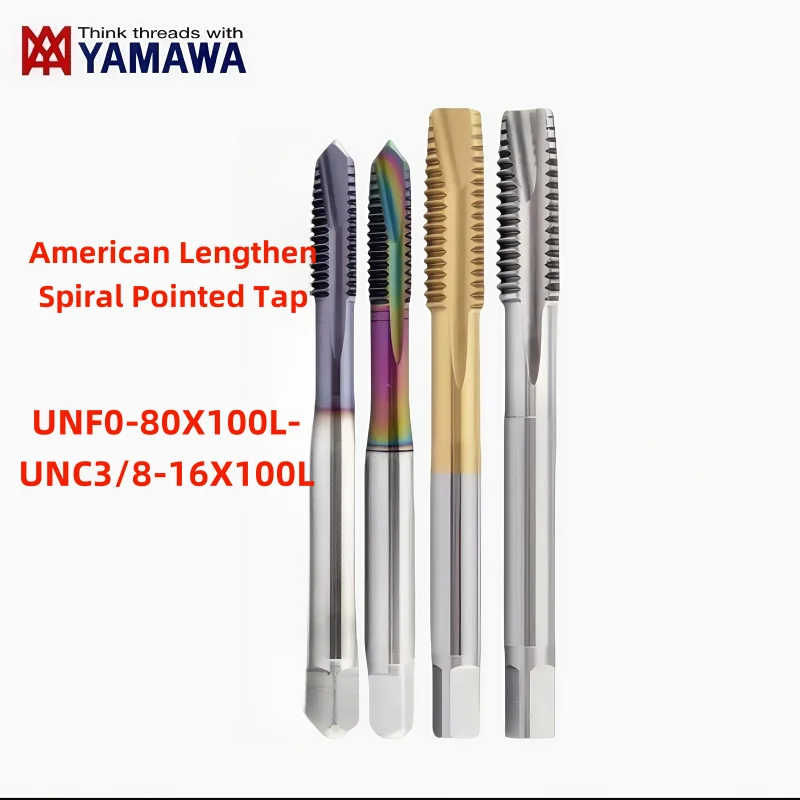 Japen YAMAWA HSSE Lengthen 100MM American Spiral Pointed Ta TIN-Coating UNF UNC 2-56 4-40 8-32 10-24 1/4 5/16 For Stainles
Japen YAMAWA HSSE Lengthen 100MM American Spiral Pointed Ta TIN-Coating UNF UNC 2-56 4-40 8-32 10-24 1/4 5/16 For Stainles