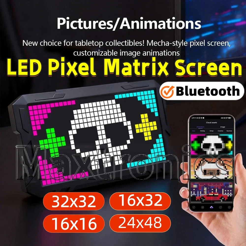 DIY LED Pixel Matrix Screen Bluetooth 32x32/16x32/24x48 Programmable Animations for Bedroom Party Gift RGB Display Digital Clock
DIY LED Pixel Matrix Screen Bluetooth 32x32/16x32/24x48 Programmable Animations for Bedroom Party Gift RGB Display Digital Clock