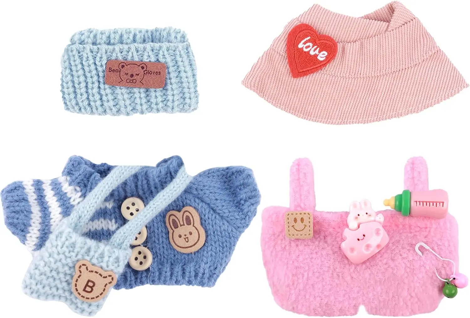 2 Sets of Clothes for Doll, 5 Pcs Accessories for Doll 6.7in/17cm Outfits Knit Hat+T-Shirt+Bag, Doll Sun Hat+Bib Pants
2 Sets of Clothes for Doll, 5 Pcs Accessories for Doll 6.7in/17cm Outfits Knit Hat+T-Shirt+Bag, Doll Sun Hat+Bib Pants