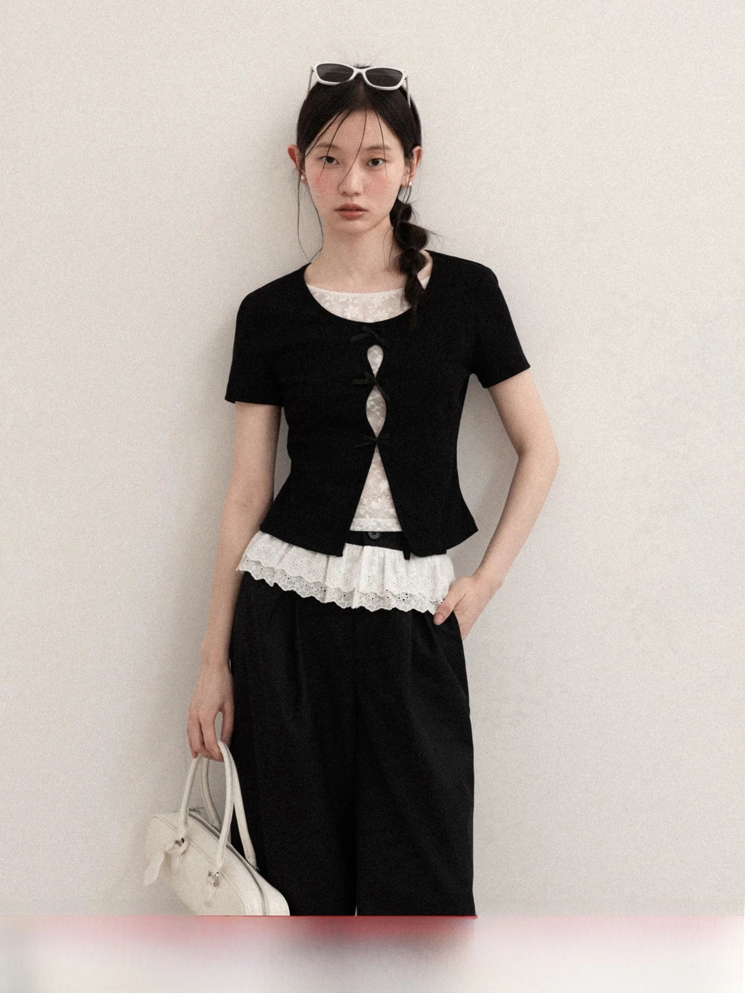 Black Lace Hollow out round Neck Short Sleeve T-Shirt Women's Slim Fit Casual Style Spring Fashion Top by Yangcheng Story
Black Lace Hollow out round Neck Short Sleeve T-Shirt Women's Slim Fit Casual Style Spring Fashion Top by Yangcheng Story