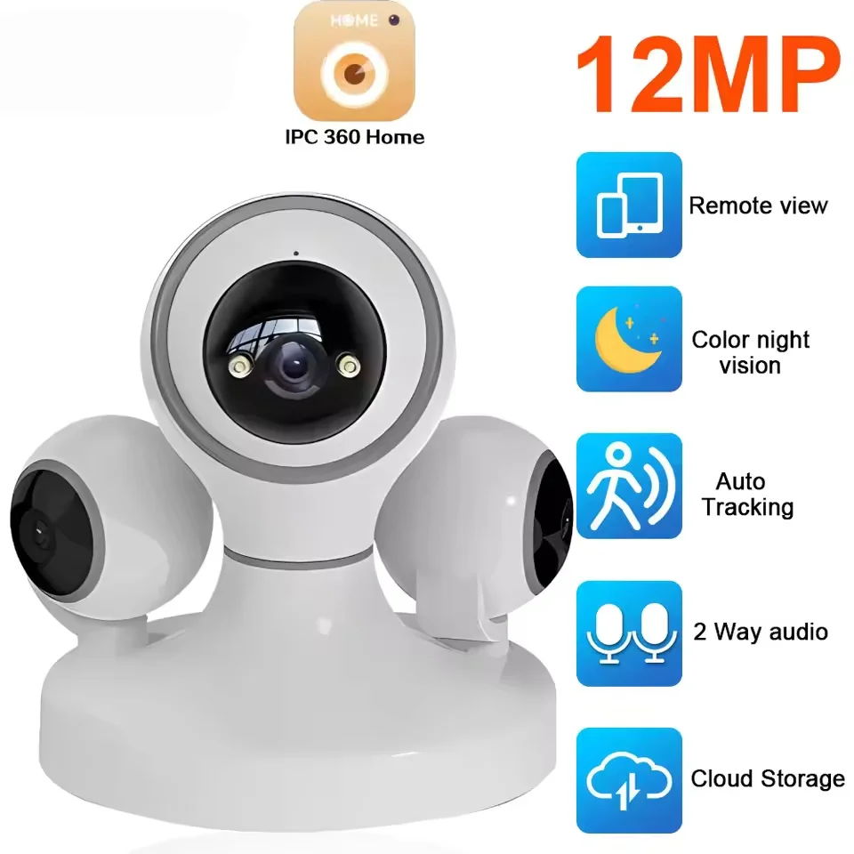 Mini 12MP Three Lens WiFi CCTV PTZ Indoor Home Security Surveillance Camera 720° Detection Alarm 4K Three Screen
Mini 12MP Three Lens WiFi CCTV PTZ Indoor Home Security Surveillance Camera 720° Detection Alarm 4K Three Screen