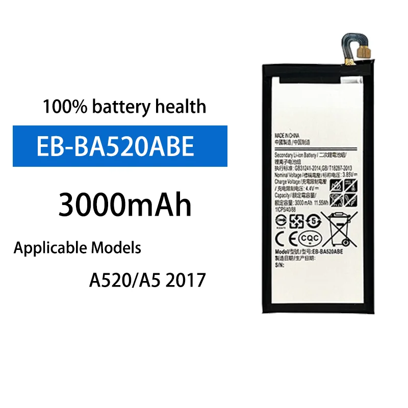 3.7V 3000mAh Replacement Battery EB-BA520ABE For Samsung Galaxy A520 A5 2017 Internal Battery
3.7V 3000mAh Replacement Battery EB-BA520ABE For Samsung Galaxy A520 A5 2017 Internal Battery