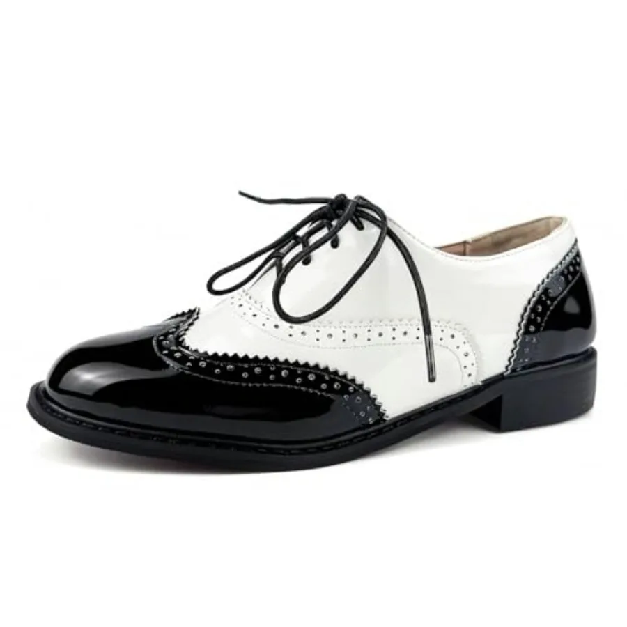 Womens Oxfords and White Wingtip Chunky Heeled Leather Vintage Brogue Lace Up Two Tone Saddle Shoes
Womens Oxfords and White Wingtip Chunky Heeled Leather Vintage Brogue Lace Up Two Tone Saddle Shoes