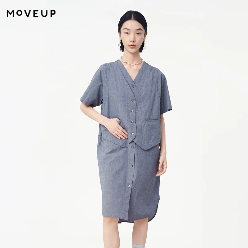 MOVEUP Short Sleeves V-Neck Dress 2026 Summer Commuter Pure Cotton False Two-Piece Adjustable Waistband Dress Women 125220445
MOVEUP Short Sleeves V-Neck Dress 2026 Summer Commuter Pure Cotton False Two-Piece Adjustable Waistband Dress Women 125220445