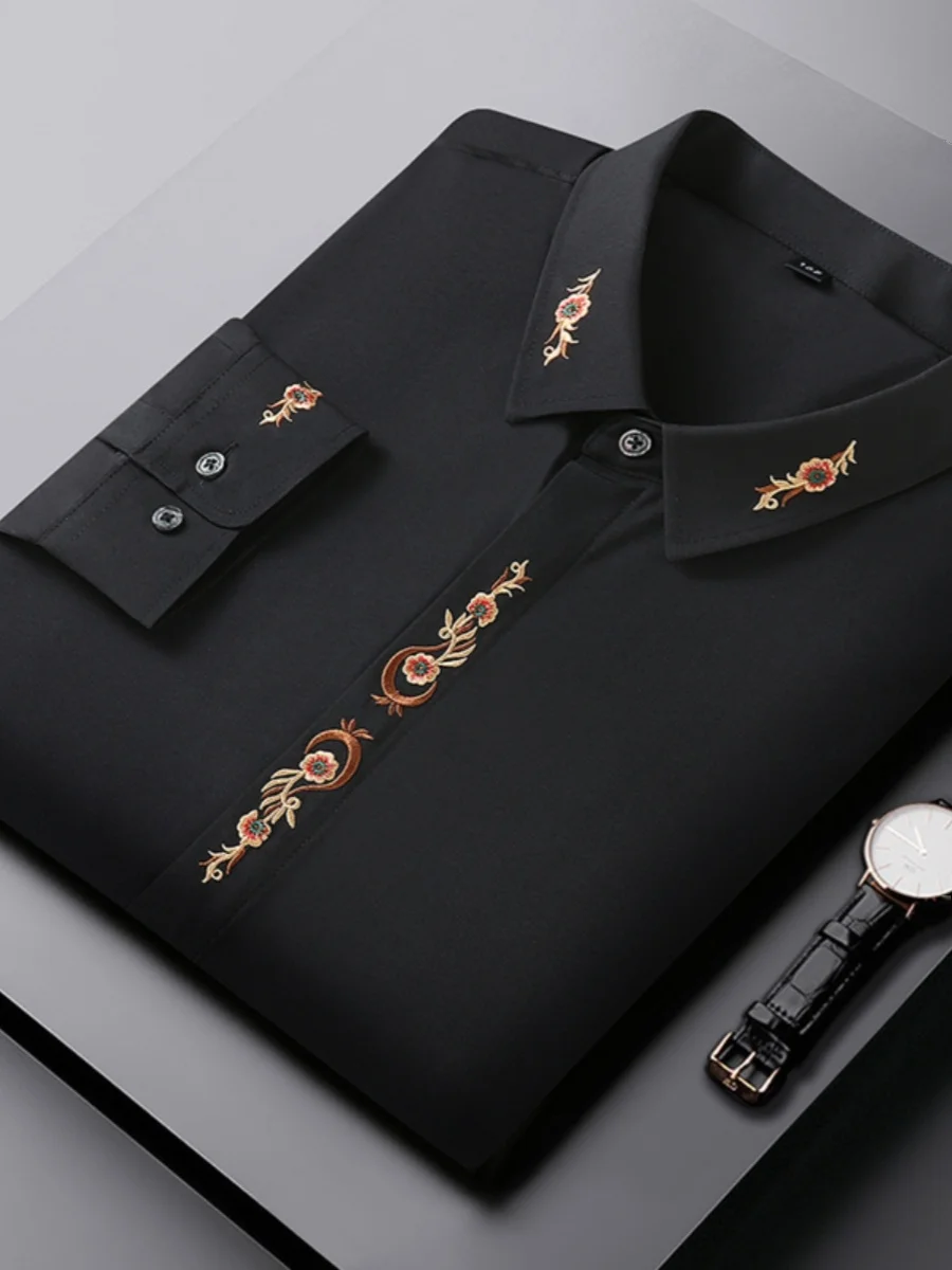 Men's Long Sve irt Embroidered Plant Floral No Ironing Spring Summer Autumn Youth Faion Top Modern Sle Collar Design
Men's Long Sve irt Embroidered Plant Floral No Ironing Spring Summer Autumn Youth Faion Top Modern Sle Collar Design