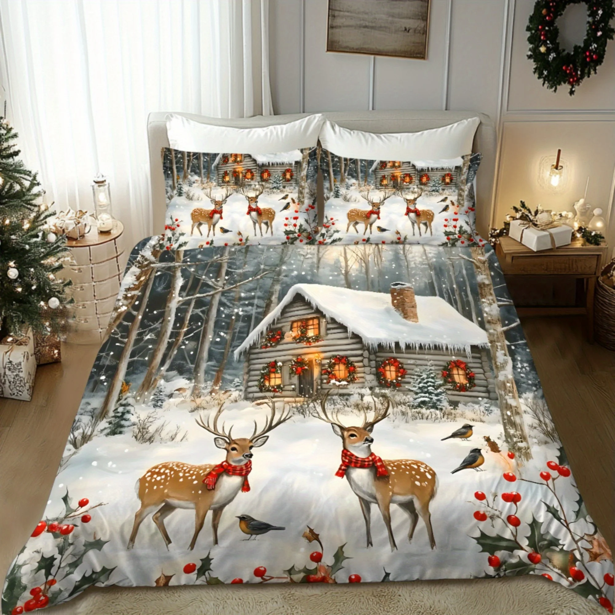 Christmas Santa Claus Sleigh Reindeer Snowman Snowflake Gift Pattern Soft Digital Printing Quilt Cover Kit Bedding
Christmas Santa Claus Sleigh Reindeer Snowman Snowflake Gift Pattern Soft Digital Printing Quilt Cover Kit Bedding