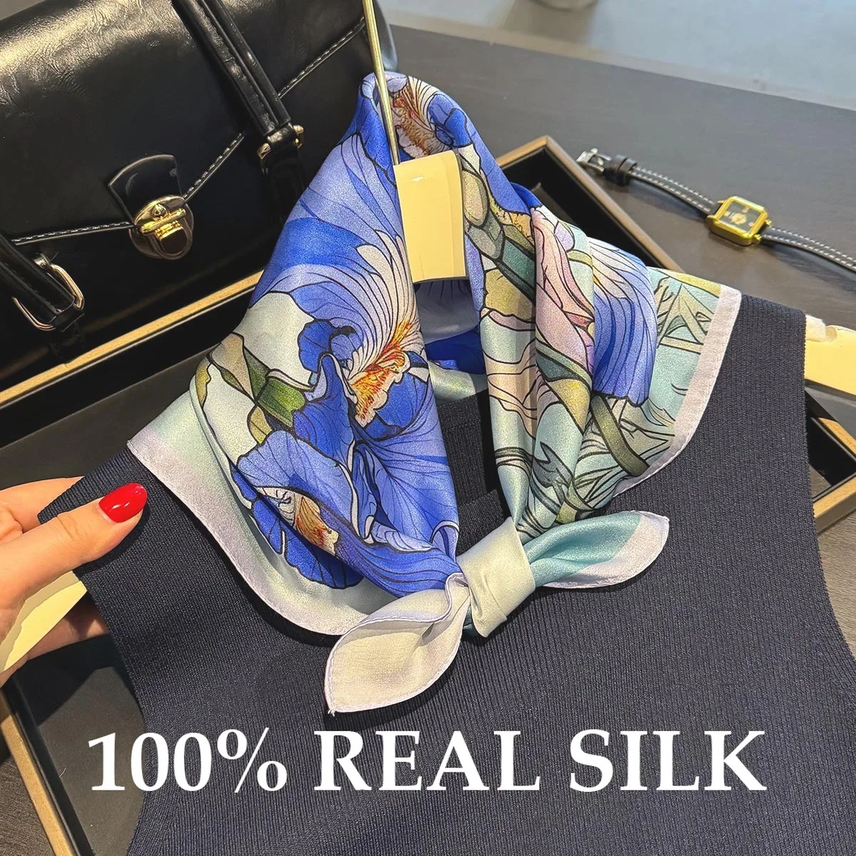 53 см шарф из 100% натурального шелка, женский шарф из искусственного шелка, свежий элегантный многофункциональный универсальный головной убор, сумки для одежды, квадратный шарф
53 см шарф из 100% натурального шелка, женский шарф из искусственного шелка, свежий элегантный многофункциональный универсальный головной убор, сумки для одежды, квадратный шарф