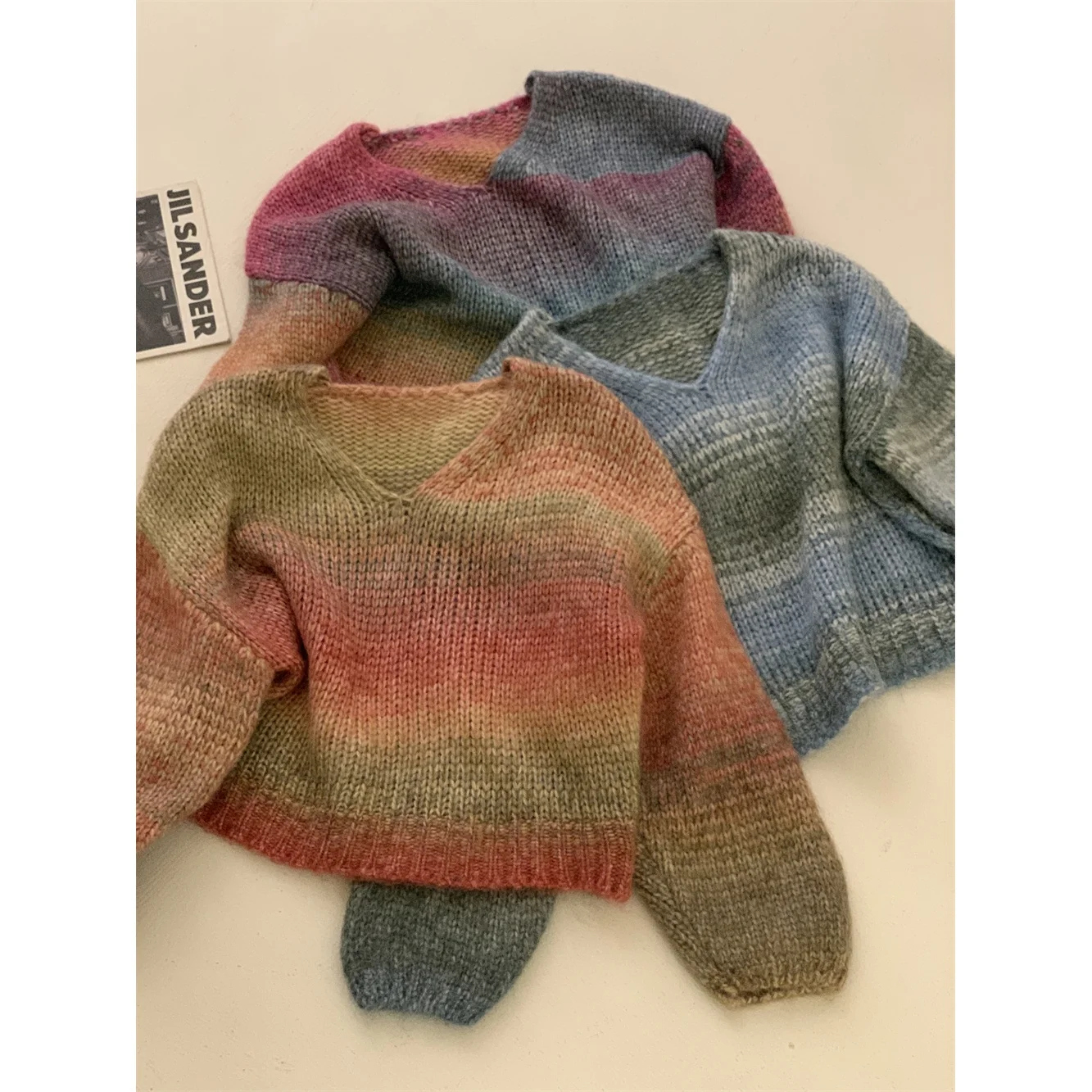Comfortable Knitted Sweater V-Ne ort Sve Long Rainbow Stripes Loose Feeling Knitwear Soft Stretchy Fem Commute Sle
Comfortable Knitted Sweater V-Ne ort Sve Long Rainbow Stripes Loose Feeling Knitwear Soft Stretchy Fem Commute Sle