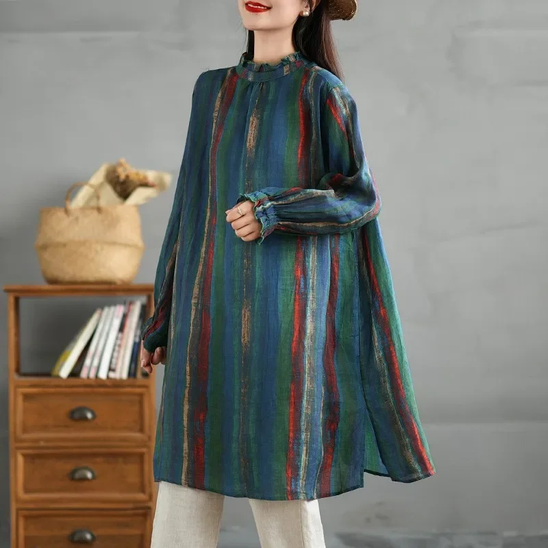 Women Casual Long Shirt New Arrival Autumn Chinese Style Vintage Striped Loose Comfortable Female Tops Shirts E8976
Women Casual Long Shirt New Arrival Autumn Chinese Style Vintage Striped Loose Comfortable Female Tops Shirts E8976