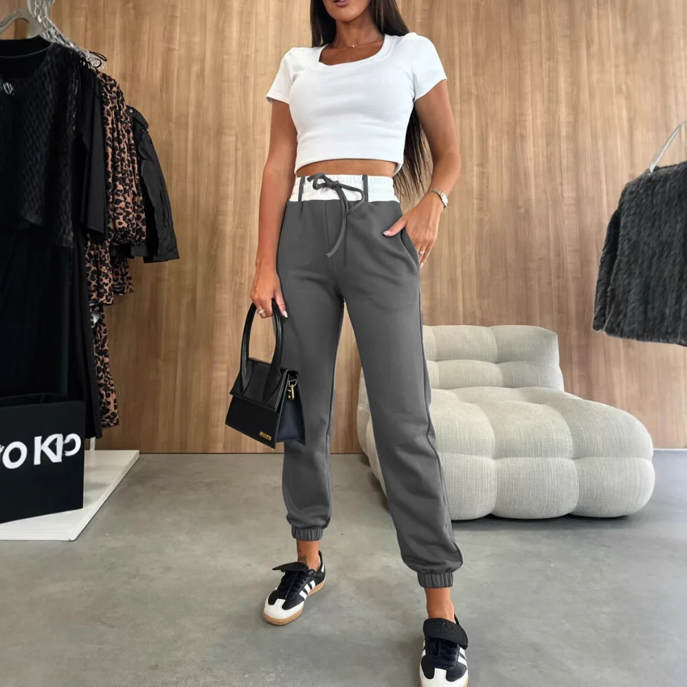 Женские спортивные штаны с эластичной резинкой на талии и карманами, летние весенние брюки до щиколотки
Женские спортивные штаны с эластичной резинкой на талии и карманами, летние весенние брюки до щиколотки