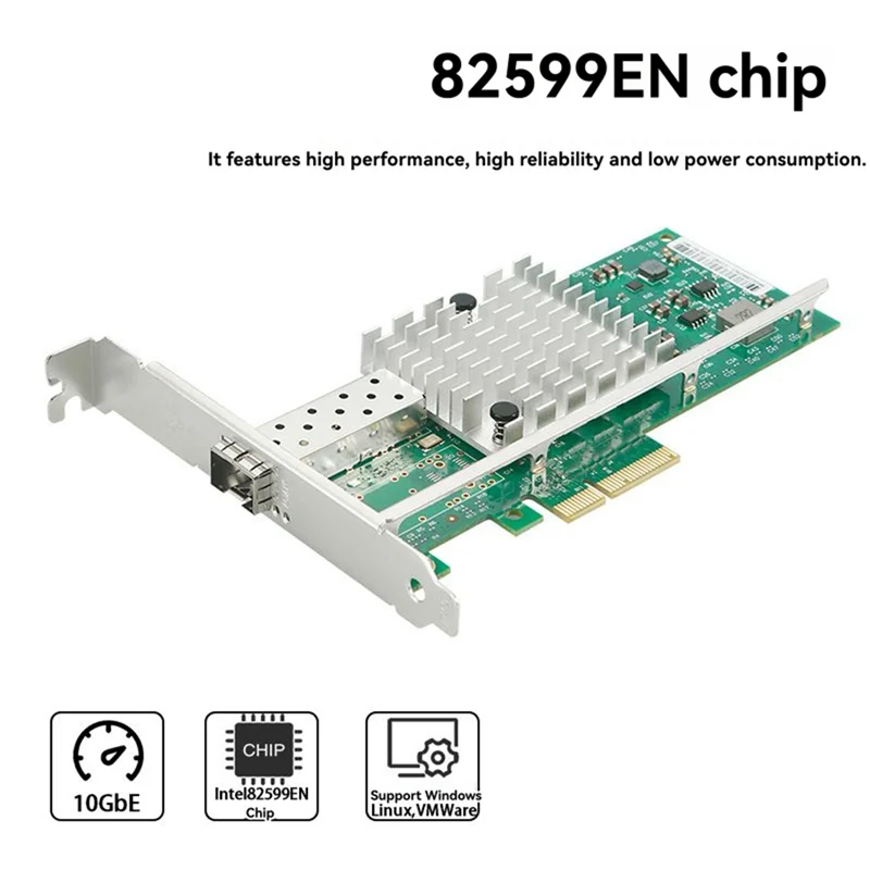 B30C-Pcie X4 Single Port 10G SFP+ Network Card X520-DA1 82599EN 10Gbe NBBASE-T NIC Fiber Adapter For Windows Linux Servers
B30C-Pcie X4 Single Port 10G SFP+ Network Card X520-DA1 82599EN 10Gbe NBBASE-T NIC Fiber Adapter For Windows Linux Servers
