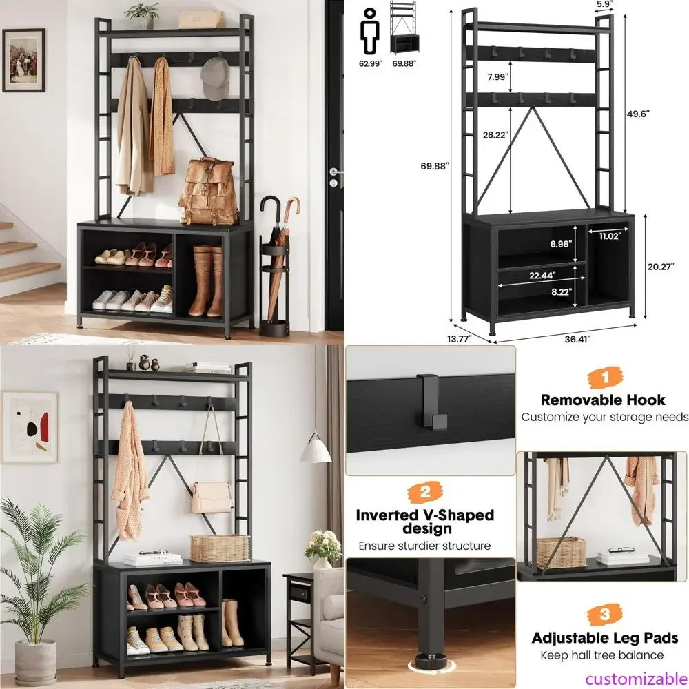 Hall Tree with Bench, Coat Rack, Shoe Storage, and Cubbies
Hall Tree with Bench, Coat Rack, Shoe Storage, and Cubbies