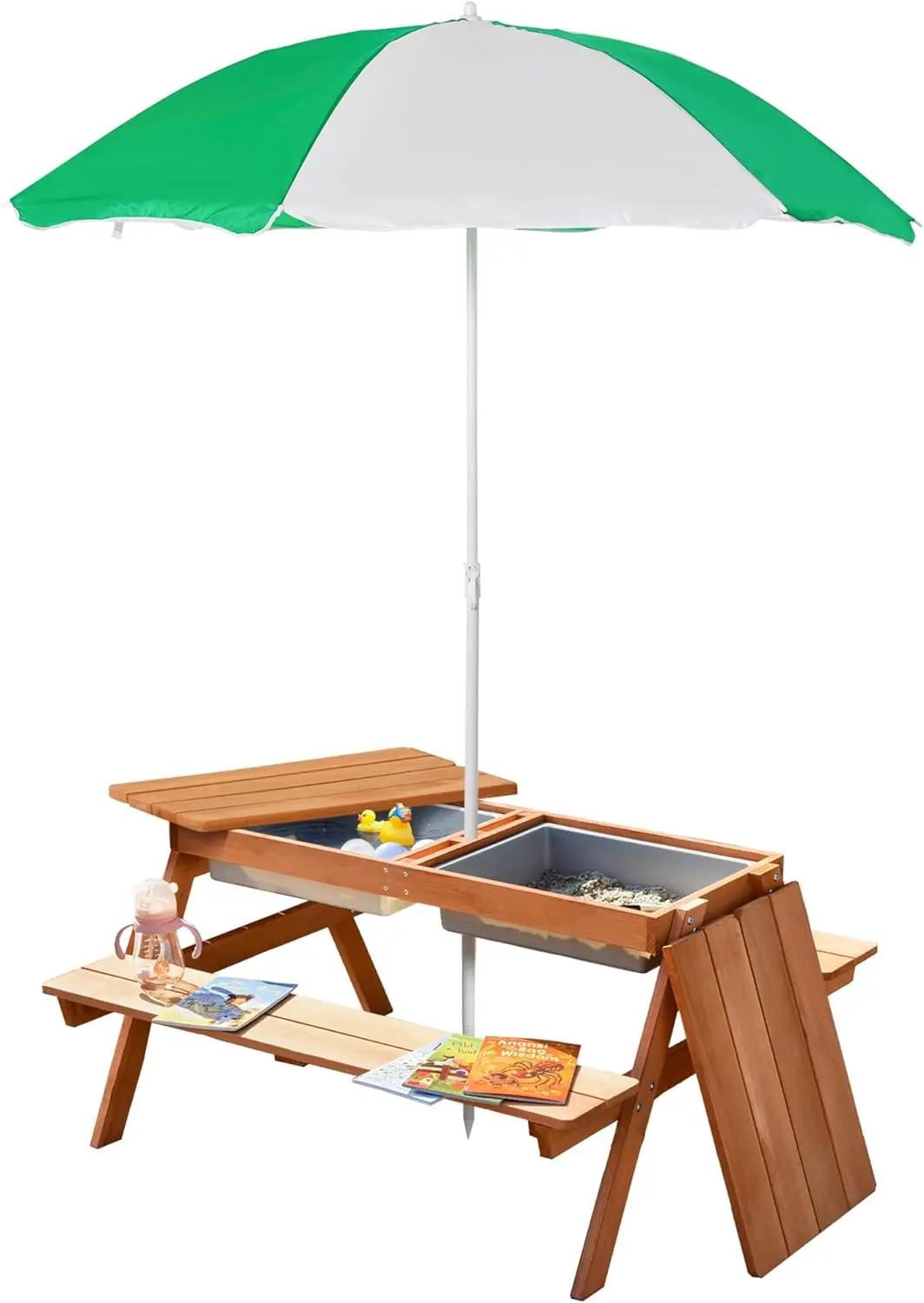 Kids Picnic Table with Umbrella & Storage Inside, Sand and Water Table, Kids Outdoor Furniture, Wooden Bench Backyard Furniture
Kids Picnic Table with Umbrella & Storage Inside, Sand and Water Table, Kids Outdoor Furniture, Wooden Bench Backyard Furniture