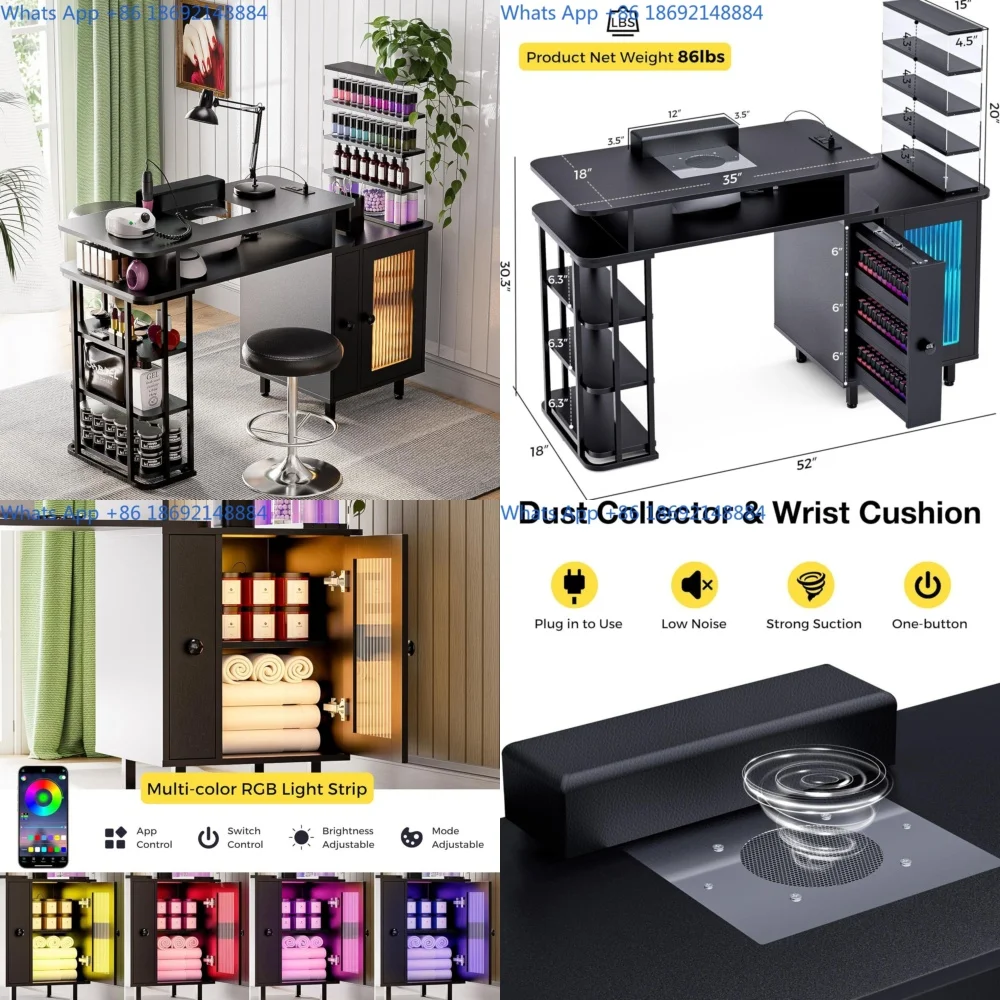 Nail Table with Dust Collector and Charging Station Adjustable Length Detachable
Nail Table with Dust Collector and Charging Station Adjustable Length Detachable