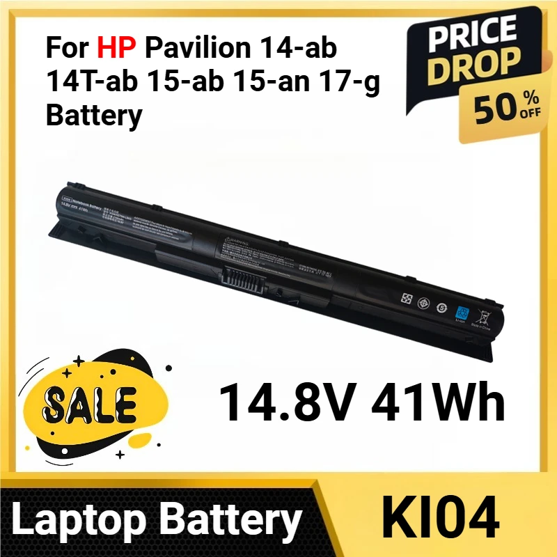 KI04 For HP Pavilion 14-ab 14T-ab 15-ab 15-an 17-g Battery TPN-Q158 TPN-Q163 Replacement 14.8V 41Wh
KI04 For HP Pavilion 14-ab 14T-ab 15-ab 15-an 17-g Battery TPN-Q158 TPN-Q163 Replacement 14.8V 41Wh
