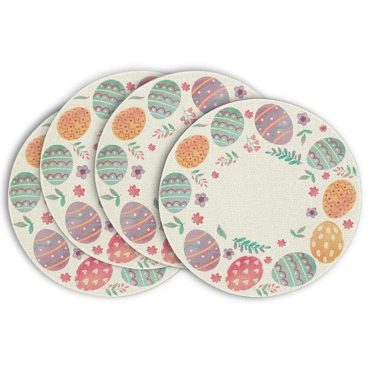 Easter Round Placemats Set of 4, 14 Inch Colored Eggs Floral Spring Round Table Mats for Easter Party Kitchen Dining Decoration
Easter Round Placemats Set of 4, 14 Inch Colored Eggs Floral Spring Round Table Mats for Easter Party Kitchen Dining Decoration