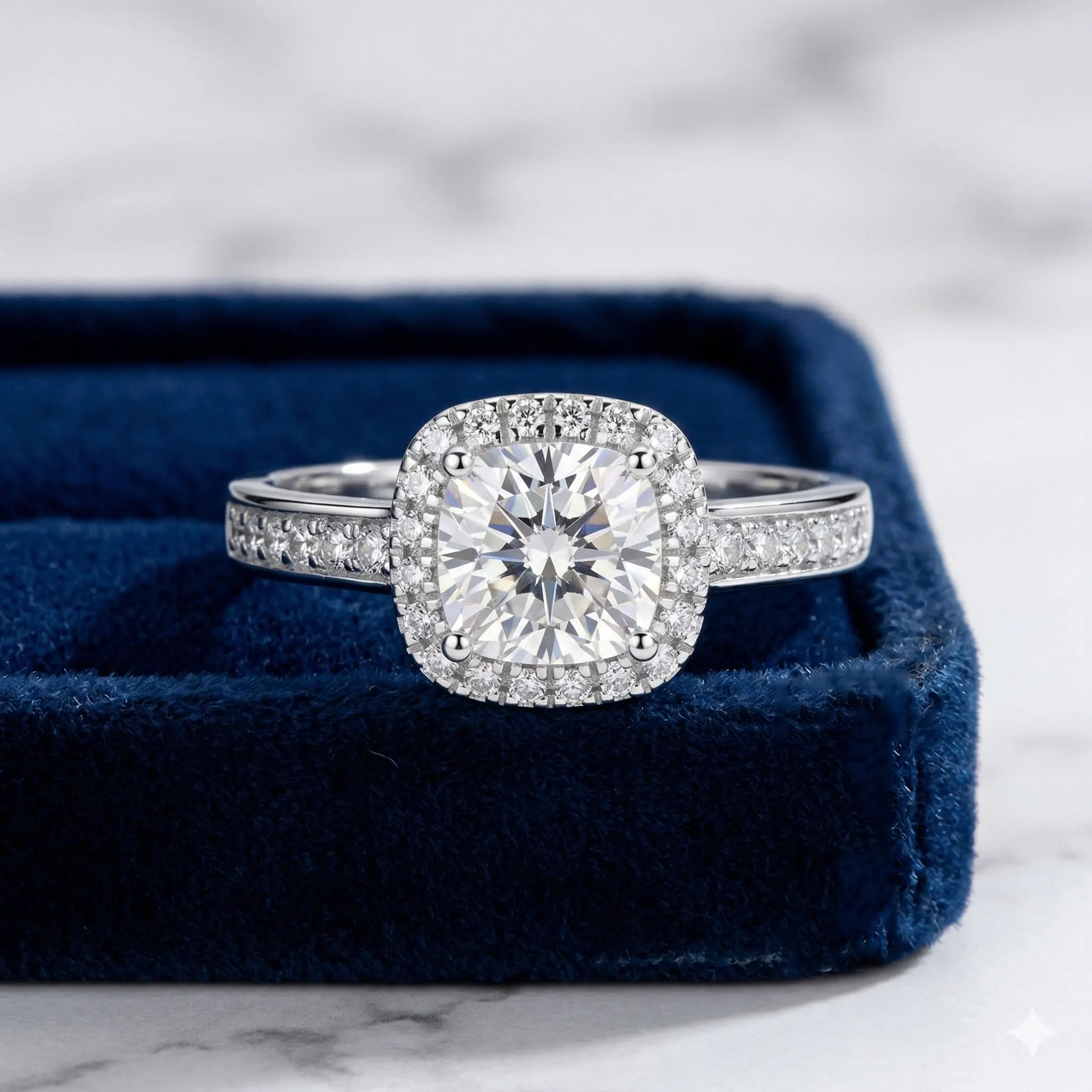 Trending Cushion Cut Halo Moissanite Ring, D Color VVS1, 2 Carat Main Stone, Luxury Versatile, Engagement Proposal Gift for Girl
Trending Cushion Cut Halo Moissanite Ring, D Color VVS1, 2 Carat Main Stone, Luxury Versatile, Engagement Proposal Gift for Girl