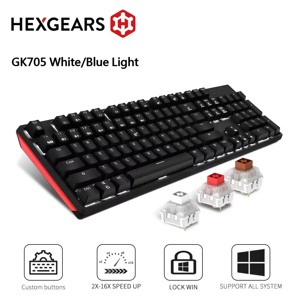 HEXGEARS GK705 Mechanical Keyboard RU/EN Keycaps 104 Keys Kailh BOX Switch Waterproof Wired Connect PC Attack Shark LOL Keyboard
HEXGEARS GK705 Mechanical Keyboard RU/EN Keycaps 104 Keys Kailh BOX Switch Waterproof Wired Connect PC Attack Shark LOL Keyboard