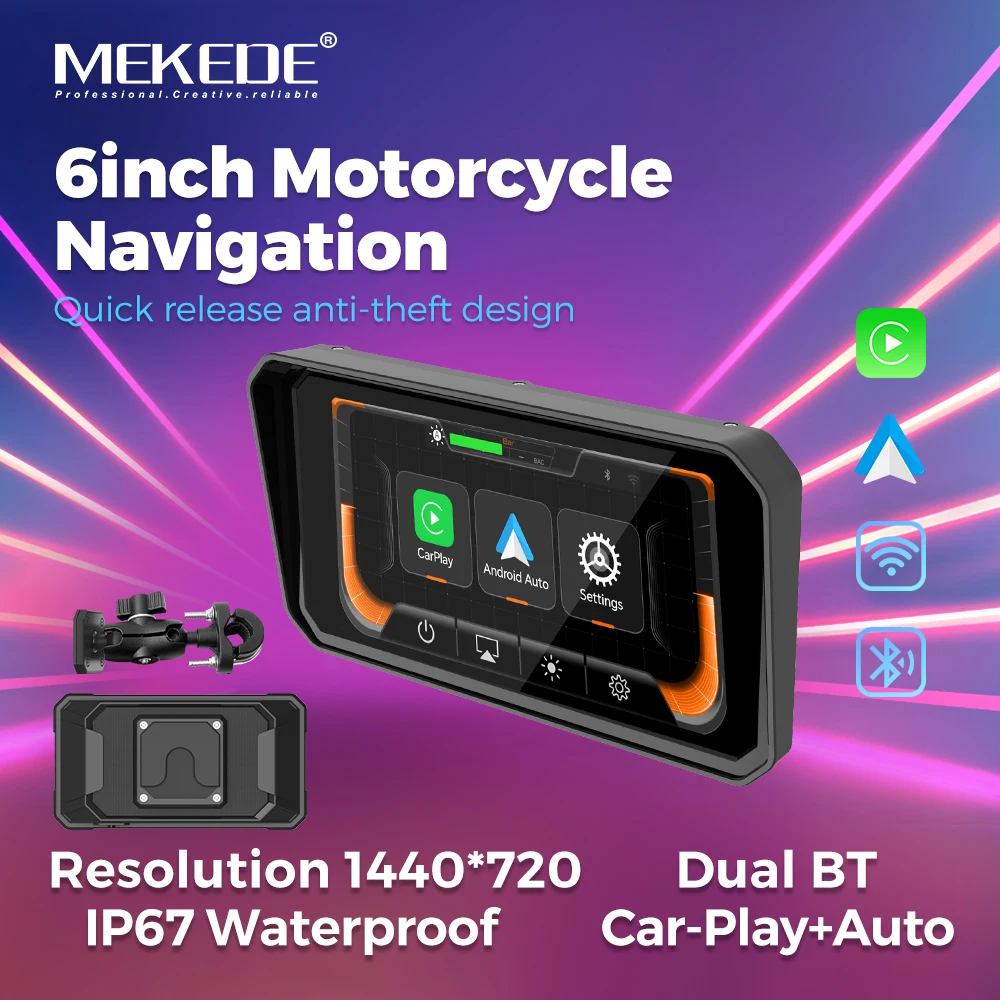 MEKEDE 6inch Motorcycle Navigation Intelligent car android system Multimedia Player Wireless carplay Android auto GPS Navigation
MEKEDE 6inch Motorcycle Navigation Intelligent car android system Multimedia Player Wireless carplay Android auto GPS Navigation