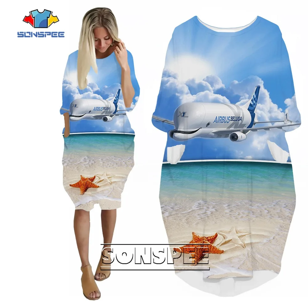 SONSPEE Seaside Scenery Image 3D Printing Dress Airplane Flight Pockets Skirt Female Loose Starfish Blue Sky Robe Dresses
SONSPEE Seaside Scenery Image 3D Printing Dress Airplane Flight Pockets Skirt Female Loose Starfish Blue Sky Robe Dresses