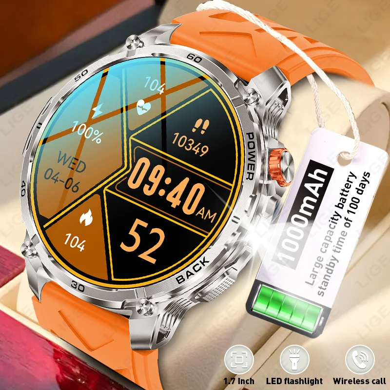 LIGE New 1000mAh Large Battery 100 days Standby Smart Watch Men Flashlight Waterproof BT Call Sports Smartwatch For Android ios
LIGE New 1000mAh Large Battery 100 days Standby Smart Watch Men Flashlight Waterproof BT Call Sports Smartwatch For Android ios