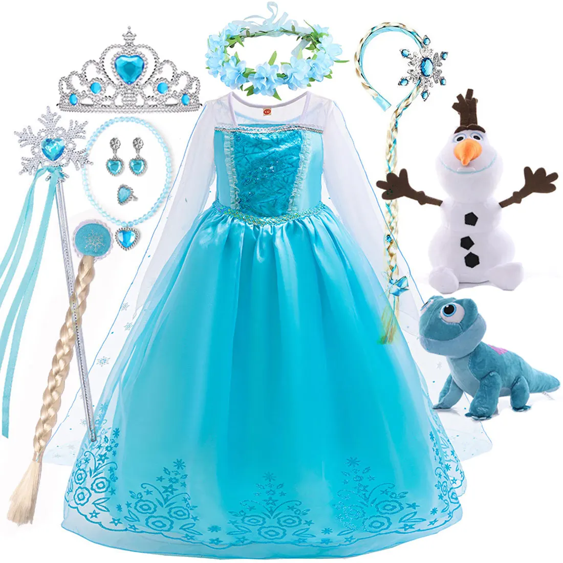 Disney New Elsa Princess Blue Long Sleeves Dress For Dress Halloween Festive Party Girls Cosplay Elsa Cute Dress Set Accessories
Disney New Elsa Princess Blue Long Sleeves Dress For Dress Halloween Festive Party Girls Cosplay Elsa Cute Dress Set Accessories