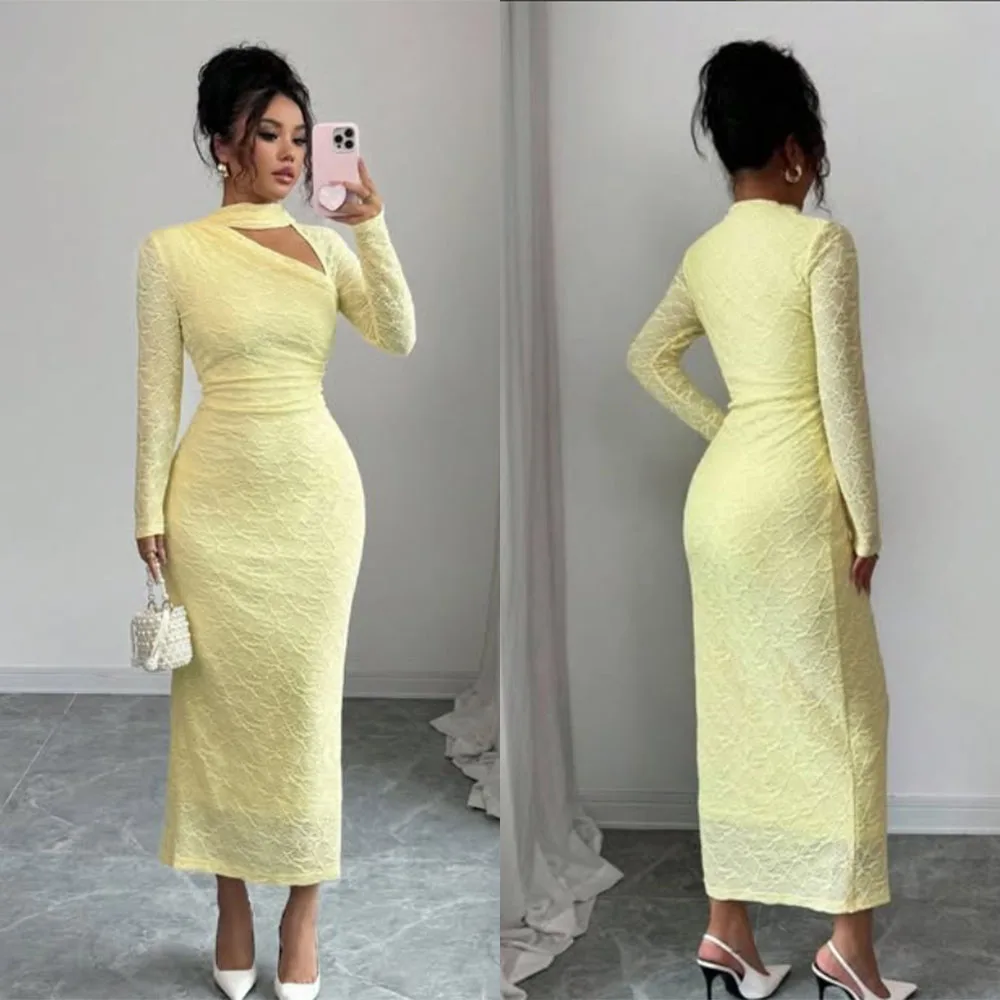 High Quality Customized Halter Ankle Length Full Sleeves Straight Yellow Vestidos Elegantes Para Mujer Evening Gowns فستان احمر
High Quality Customized Halter Ankle Length Full Sleeves Straight Yellow Vestidos Elegantes Para Mujer Evening Gowns فستان احمر