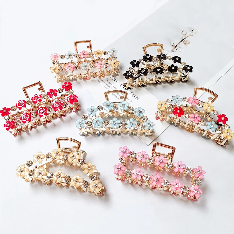 New Fashion metal large grip clip colored flowers rhinestone hairpin Pan Hair Claw For Women girl Hair accessories Headdress
New Fashion metal large grip clip colored flowers rhinestone hairpin Pan Hair Claw For Women girl Hair accessories Headdress