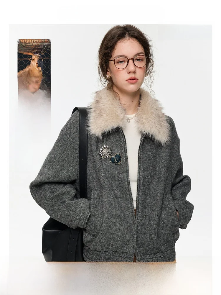 Warmth Sequence Double Curtain VEGA CHANG Woolen Coat Detachable Fur Collar Outerwear Winter Warm Commute Sle Loose Fit
Warmth Sequence Double Curtain VEGA CHANG Woolen Coat Detachable Fur Collar Outerwear Winter Warm Commute Sle Loose Fit
