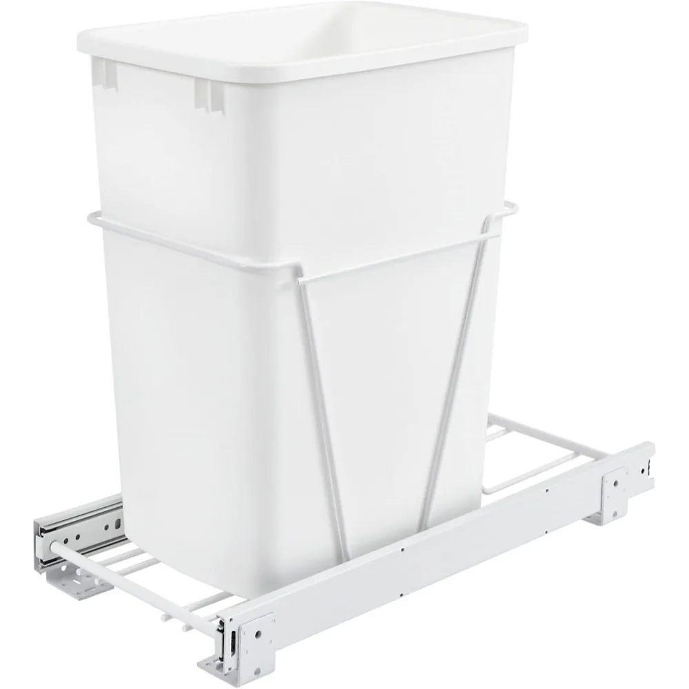 Single Pullout 35 Quart Trash Can for Base Kitchen or Bathroom Cabinets with Slides and Simple Installation
Single Pullout 35 Quart Trash Can for Base Kitchen or Bathroom Cabinets with Slides and Simple Installation
