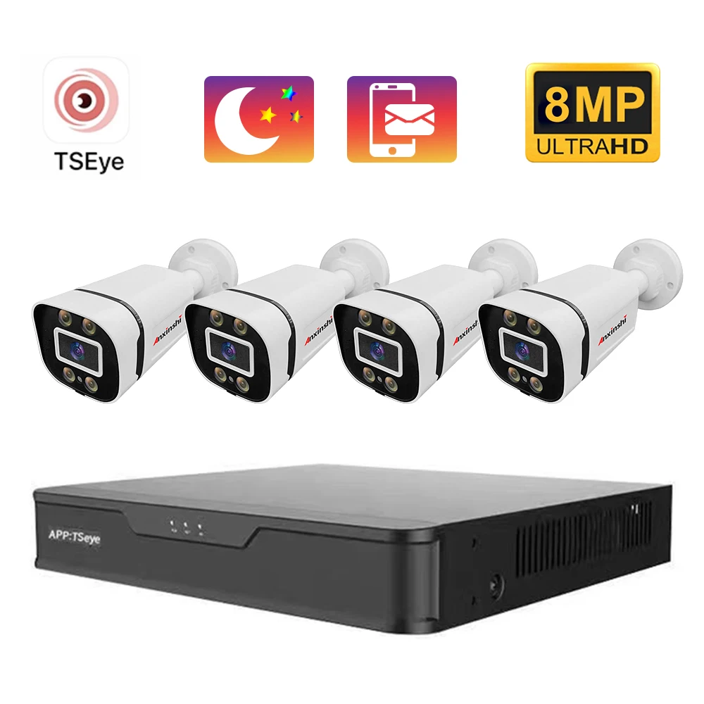 4 Channel POE Network Video Recorder with 4 Bullet POE Camera 4MP/5MP/8MP Face Capture Video Surveillance IP Camera 4K NVR Kit
4 Channel POE Network Video Recorder with 4 Bullet POE Camera 4MP/5MP/8MP Face Capture Video Surveillance IP Camera 4K NVR Kit