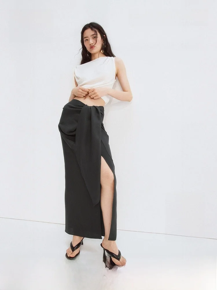 H&M Summer New Women's High Waist Straight Cut Skirt Half Body Long Dress with Bow Decoration 1330080 Ladies Fashion Skirt
H&M Summer New Women's High Waist Straight Cut Skirt Half Body Long Dress with Bow Decoration 1330080 Ladies Fashion Skirt