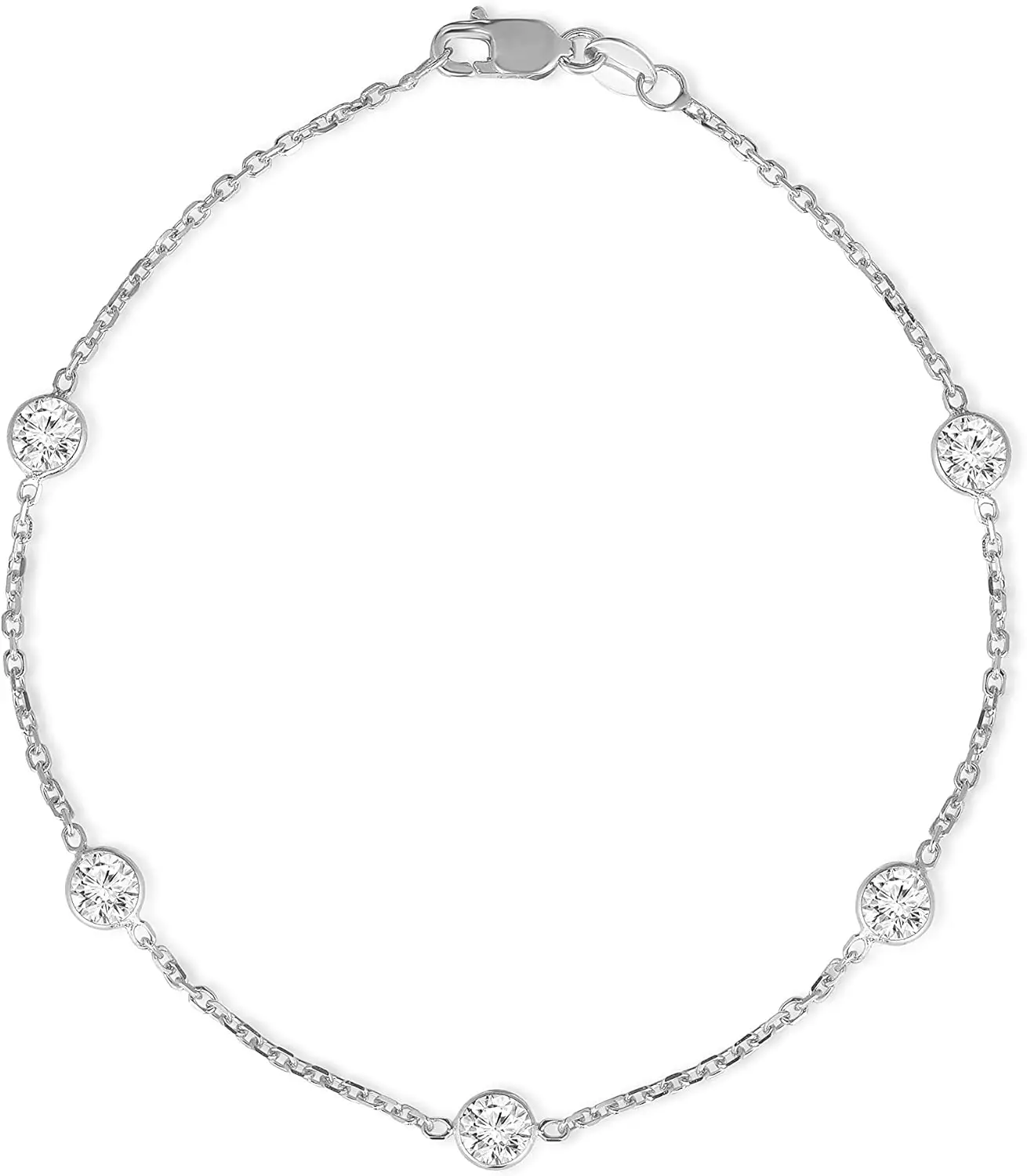 14k White Gold 4mm Round Created Cubic Zirconia (CZ) Birthstone Cable Bracelet or Anklet
14k White Gold 4mm Round Created Cubic Zirconia (CZ) Birthstone Cable Bracelet or Anklet