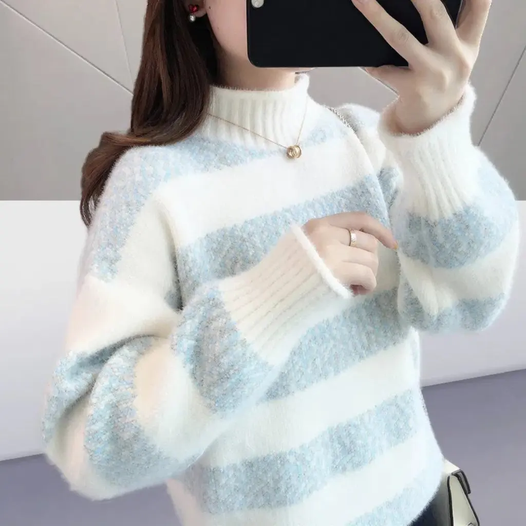 Женская стильная вязаная базовая рубашка, весенне-осенняя модная свободная верхняя одежда, водонепроницаемый норковый бархатный простой свитер 
Женская стильная вязаная базовая рубашка, весенне-осенняя модная свободная верхняя одежда, водонепроницаемый норковый бархатный простой свитер