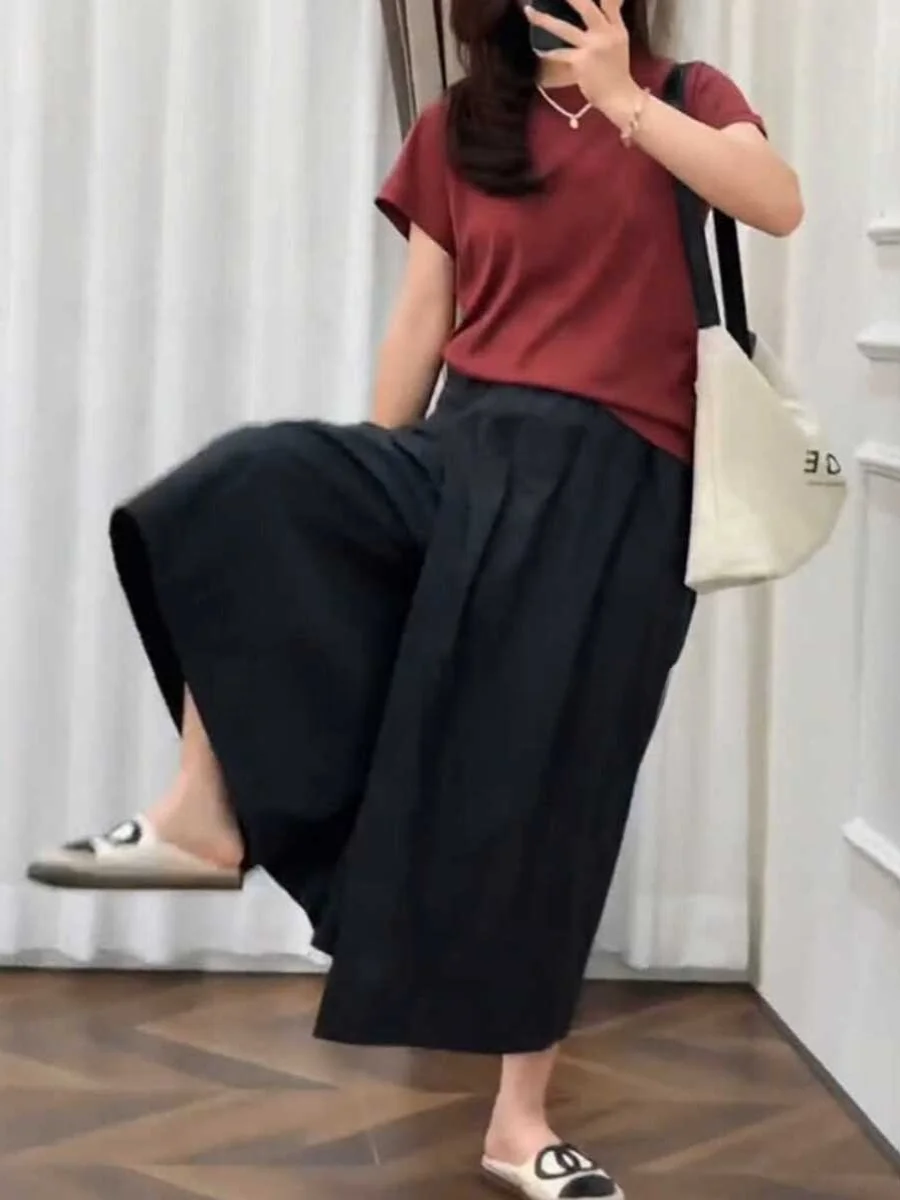 Plus Size plus Size Women's Summer Thin Wide Leg Casual Pants High Waist A-Line Skirt Pants Comfortable Loose Fit Korean Sle
Plus Size plus Size Women's Summer Thin Wide Leg Casual Pants High Waist A-Line Skirt Pants Comfortable Loose Fit Korean Sle