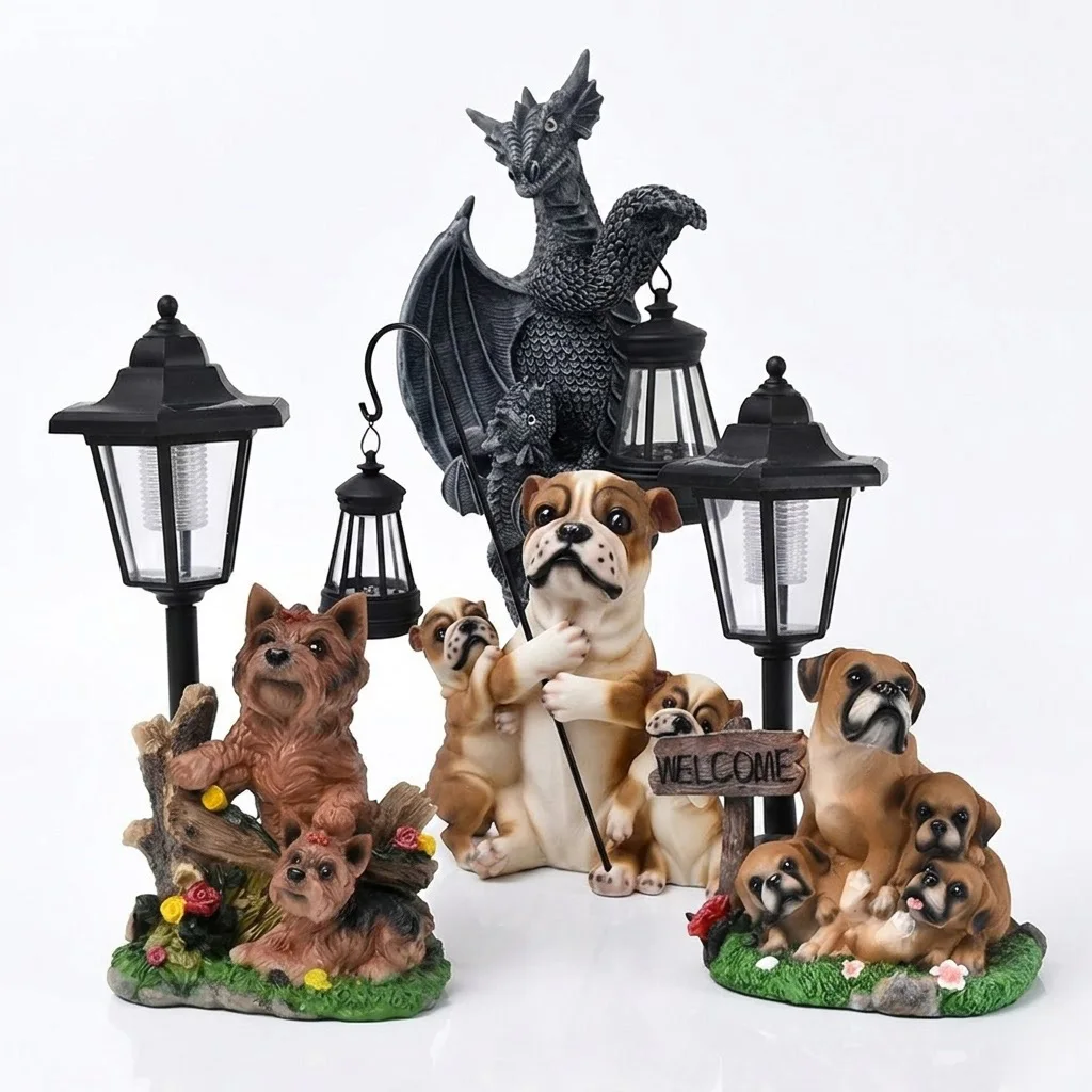 Garden Decorative Ambient Lights: Solar Puppy Lanterns, Wall-Mounted Dragon Lights, and Cozy Garden Pathway Decor.
Garden Decorative Ambient Lights: Solar Puppy Lanterns, Wall-Mounted Dragon Lights, and Cozy Garden Pathway Decor.