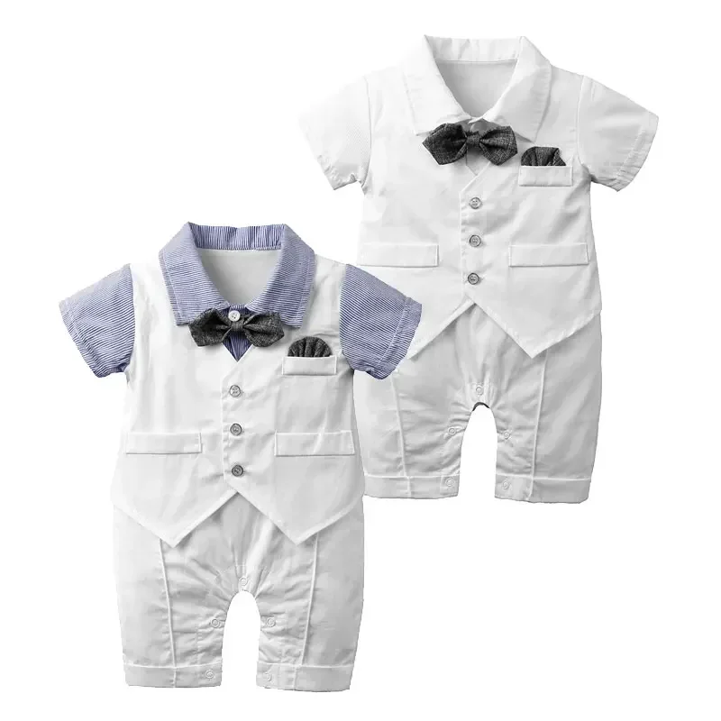 Fashion Gentleman Baby Clothes Boys Romper Cotton Short Sleeve Bow Tie Knitted Romper Summer Newborn Clothes 3-24 Months
Fashion Gentleman Baby Clothes Boys Romper Cotton Short Sleeve Bow Tie Knitted Romper Summer Newborn Clothes 3-24 Months