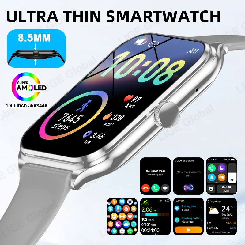 LIGE Ultra Thin 8.5mm Smart Watch Voice Calling 1.93 Inch AMOLED 24H Health Monitor 100+ Sports Bluetooth Smartwatch Reloj Mujer
LIGE Ultra Thin 8.5mm Smart Watch Voice Calling 1.93 Inch AMOLED 24H Health Monitor 100+ Sports Bluetooth Smartwatch Reloj Mujer